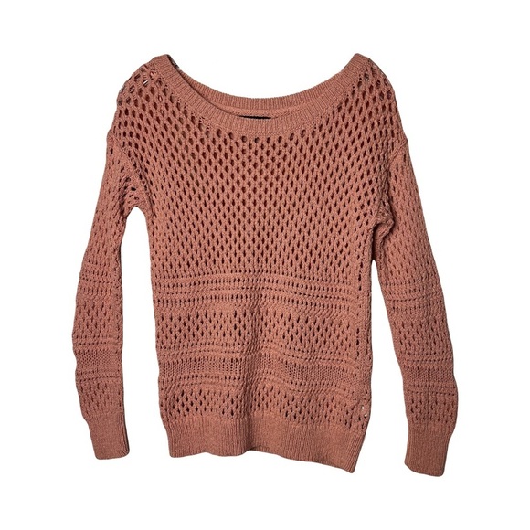 American Eagle | Blush Pink Open Knit Long Sleeve Sweater, Medium - Picture 1 of 7